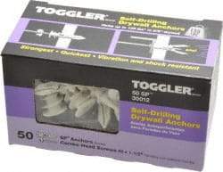 Toggler - #6 to 10 Screw, 5/16" Diam, 1-5/8" Long, 3/8 to 5/8" Thick, Self Drilling Drywall & Hollow Wall Anchor - Thermoplastic Alloy, Use in Drywall - Exact Tool & Supply