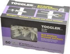 Toggler - #6 to 10 Screw, 5/16" Diam, 1-5/8" Long, 3/8 to 5/8" Thick, Self Drilling Drywall & Hollow Wall Anchor - Thermoplastic Alloy, Use in Drywall - Exact Tool & Supply