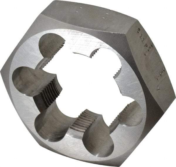 Made in USA - 1-7/8 - 12 UNS Thread, 3-1/8" Hex, Right Hand Thread, Hex Rethreading Die - Carbon Steel, 1" Thick - Exact Tool & Supply