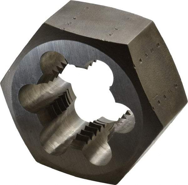 Made in USA - 1-1/8 - 8 UNS Thread, 2" Hex, Right Hand Thread, Hex Rethreading Die - Carbon Steel, 1" Thick - Exact Tool & Supply