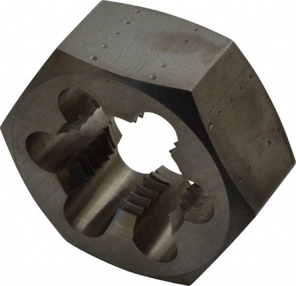 Made in USA - 1-1/4 - 8 UNS Thread, 2-3/16" Hex, Right Hand Thread, Hex Rethreading Die - Carbon Steel, 1" Thick - Exact Tool & Supply