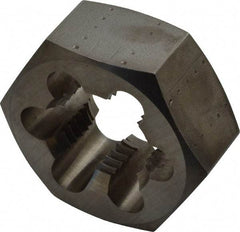 Made in USA - 1-1/4 - 8 UNS Thread, 2-3/16" Hex, Right Hand Thread, Hex Rethreading Die - Carbon Steel, 1" Thick - Exact Tool & Supply