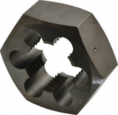 Made in USA - 1-3/8 - 8 UNS Thread, 2-3/8" Hex, Right Hand Thread, Hex Rethreading Die - Carbon Steel, 1" Thick - Exact Tool & Supply