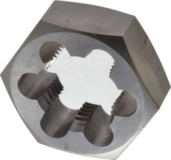 Made in USA - 1-1/2 - 8 UNS Thread, 2-9/16" Hex, Right Hand Thread, Hex Rethreading Die - Carbon Steel, 1" Thick - Exact Tool & Supply