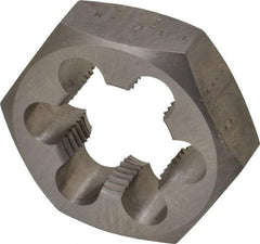 Made in USA - 1-3/4 - 8 UNS Thread, 3-1/8" Hex, Right Hand Thread, Hex Rethreading Die - Carbon Steel, 1" Thick - Exact Tool & Supply