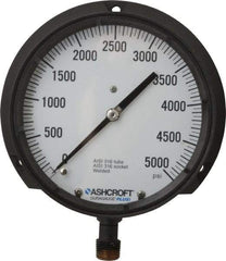 Ashcroft - 6" Dial, 1/2 Thread, 0-5,000 Scale Range, Pressure Gauge - Lower Connection Mount, Accurate to 0.5% of Scale - Exact Tool & Supply