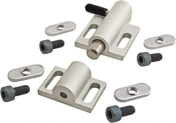 80/20 Inc. - 76mm Long x 38mm Wide x 0.66mm High, Deadbolt Latch with Side Latch - Aluminum Body with Stainless Steel Bolt, Spring & Handle, with Clear Anodized Finish - Exact Tool & Supply