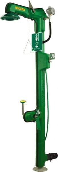 Haws - 1-1/4" Inlet, 20 GPM shower Flow, Drench shower, Eye & Face Wash Station - No Bowl, Triangular Pull Rod & Push Flag Activated, Stainless Steel Pipe, Plastic Shower Head, Freeze Resistant, Top or Bottom Supply - Exact Tool & Supply