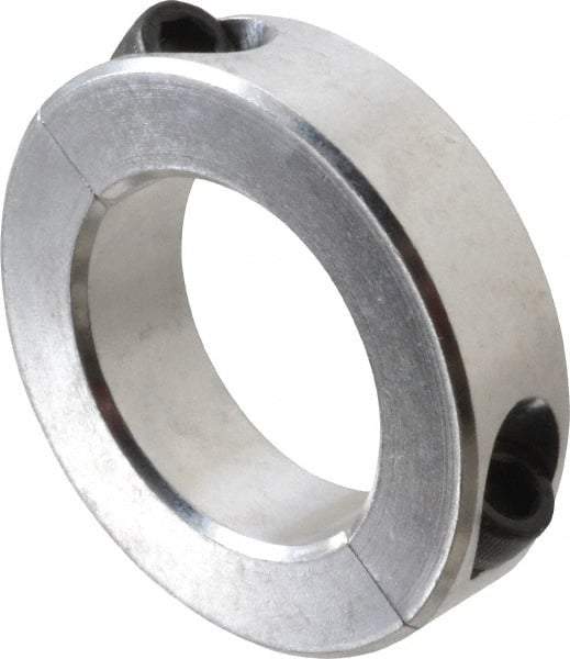 Climax Metal Products - 1-11/16" Bore, Aluminum, Two Piece Two Piece Split Shaft Collar - 2-3/4" Outside Diam, 11/16" Wide - Exact Tool & Supply