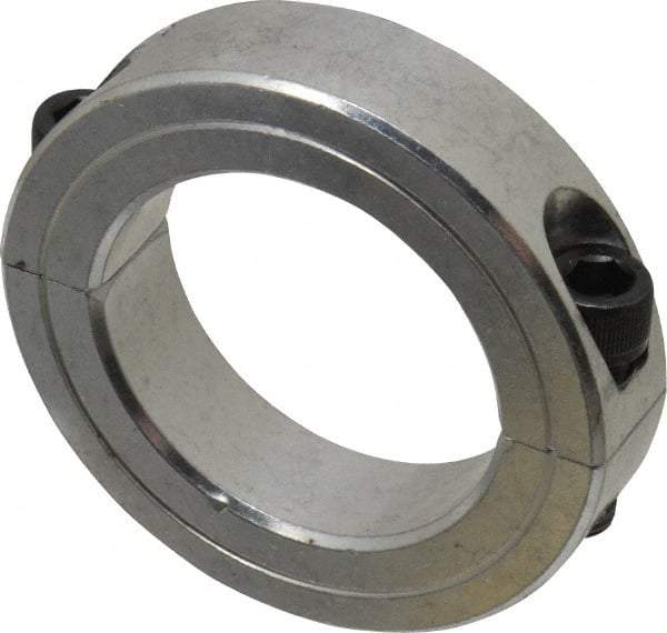 Climax Metal Products - 1-7/8" Bore, Aluminum, Two Piece Two Piece Split Shaft Collar - 2-7/8" Outside Diam, 11/16" Wide - Exact Tool & Supply