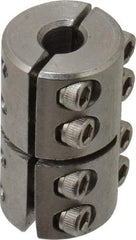 Climax Metal Products - 1/4" Inside x 5/8" Outside Diam, Two Piece Rigid Coupling without Keyway - 1" Long - Exact Tool & Supply