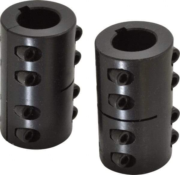 Climax Metal Products - 1" Inside x 1-3/4" Outside Diam, Two Piece Rigid Coupling with Keyway - 3" Long x 1/4" Keyway Width x 1/8" Keyway Depth - Exact Tool & Supply