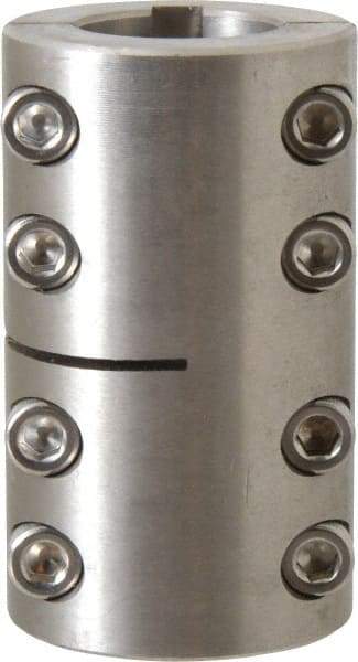 Climax Metal Products - 1" Inside x 1-3/4" Outside Diam, Two Piece Rigid Coupling with Keyway - 3" Long x 1/4" Keyway Width x 1/8" Keyway Depth - Exact Tool & Supply