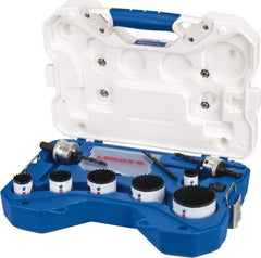 Lenox - 10 Piece, 7/8" to 2-1/2" Saw Diam, Electrician's Hole Saw Kit - Bi-Metal, Pilot Drill Model No. 4321, Includes 6 Hole Saws - Exact Tool & Supply