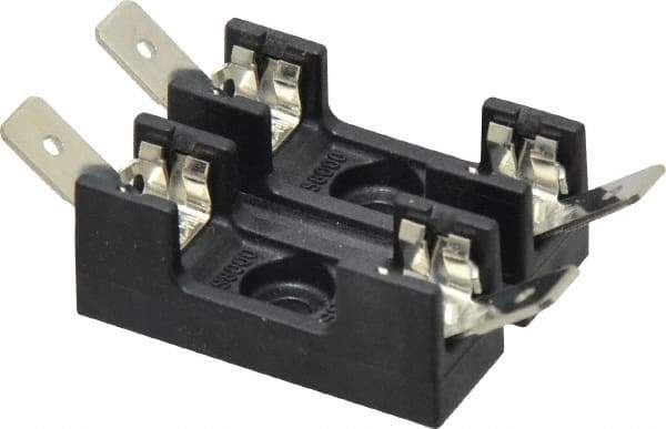 Cooper Bussmann - 2 Pole, 300 VAC/VDC, 30 Amp, Bolt-in Fuse Block - 1/4 Inch Diameter x 1-1/4 Inch Fuse Length, 2 Inch Long x 1-1/8 Inch Wide x 14.3mm High Block, 266°F - Exact Tool & Supply