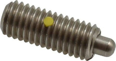 Gibraltar - 1/2-13, 1-1/4" Thread Length, 1/4" Plunger Projection, Stainless Steel Threaded Spring Plunger - 1/4" Max Plunger Diam, 1-1/4" Plunger Length, 2.7 Lb Init End Force, 9.3 Lb Final End Force - Exact Tool & Supply