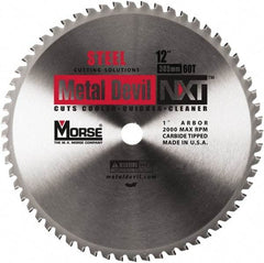 M.K. MORSE - 12" Diam, 1" Arbor Hole Diam, 60 Tooth Wet & Dry Cut Saw Blade - Steel, Standard Round Arbor - Exact Tool & Supply