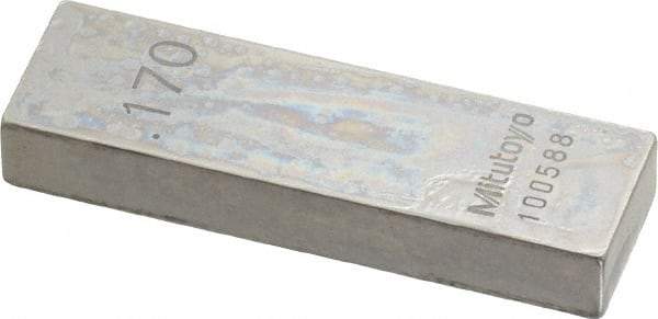 Mitutoyo - 0.17" Rectangular Steel Gage Block - Accuracy Grade 0, Includes Certificate of Inspection - Exact Tool & Supply