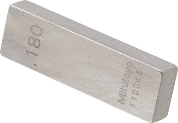 Mitutoyo - 0.18" Rectangular Steel Gage Block - Accuracy Grade 0, Includes Certificate of Inspection - Exact Tool & Supply