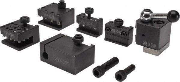 Phase II - Series Micro Tool Post Holder & Set for 5 to 8" Lathe Swing - 6 Piece, Includes Style 1 Holder, Style 2 Holder, Style 4 Holder, Style 6 Holder, Style 7 Holder, Tool Post - Exact Tool & Supply