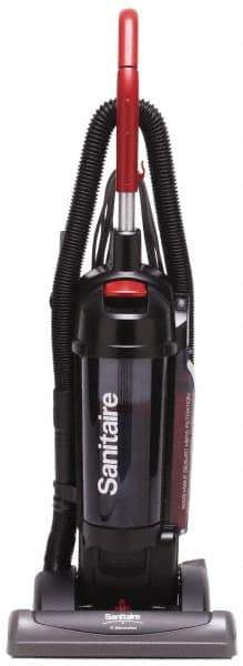 Sanitaire - Single Motor Bagless Heavy-Duty Upright Vacuum Cleaner - 15" Cleaning Width, 10" Amps, Comfort Hand Grip, Black - Exact Tool & Supply
