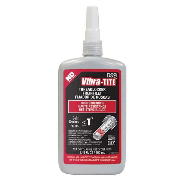 Vibra-Tite - 250 mL Bottle, Red, High Strength Threadlocker - Exact Tool & Supply