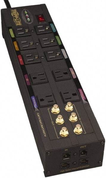 Tripp-Lite - 10 Outlets, 120 VAC15 Amps, 10' Cord, Power Outlet Strip - Floor, Keyhole Mount, 5-15 NEMA Configuration, 3-1/2" Strip - Exact Tool & Supply