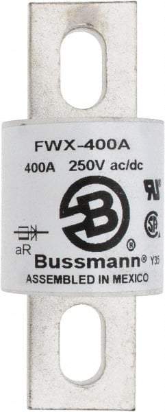 Cooper Bussmann - 250 VAC/VDC, 400 Amp, Fast-Acting Semiconductor/High Speed Fuse - Stud Mount Mount, 3-27/32" OAL, 200 (RMS), 50 at DC kA Rating, 1-1/2" Diam - Exact Tool & Supply