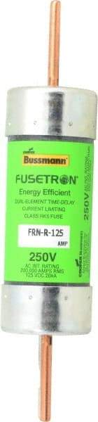Cooper Bussmann - 125 VDC, 250 VAC, 125 Amp, Time Delay General Purpose Fuse - Bolt-on Mount, 7-1/8" OAL, 20 at DC, 200 (RMS) kA Rating, 1-9/16" Diam - Exact Tool & Supply