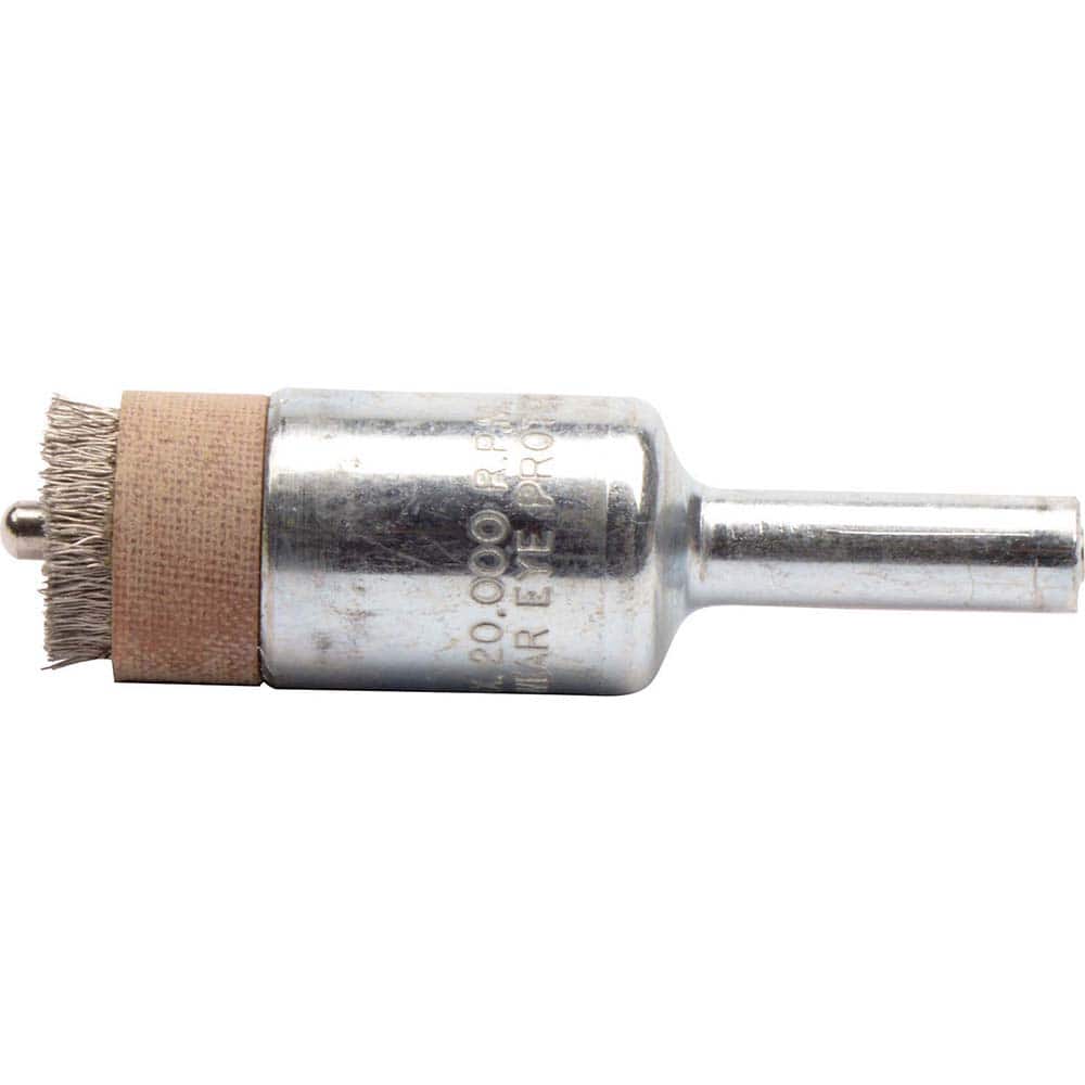Weiler - End Brushes; Brush Diameter (Inch): 1/2 ; Fill Material: Stainless Steel ; Filament/Wire Diameter Range (Decimal Inch): 0.0201 and Above ; Filament/Wire Diameter (Decimal Inch): 0.0040 ; Wire Type: Crimped Wire ; Bridled: Yes - Exact Tool & Supply