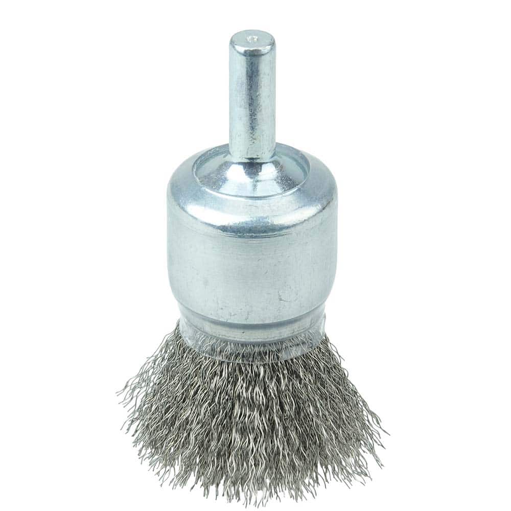 Weiler - End Brushes; Brush Diameter (Inch): 3/4 ; Fill Material: Stainless Steel ; Filament/Wire Diameter Range (Decimal Inch): 0.0201 and Above ; Filament/Wire Diameter (Decimal Inch): 0.0060 ; Wire Type: Crimped Wire ; Bridled: No - Exact Tool & Supply