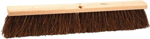 Weiler - 18" Rough Surface Palmyra Push Broom - 4" Bristle Length, Wood Block, Threaded Handle Connection, Handle Sold Separately - Exact Tool & Supply