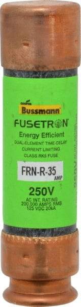 Cooper Bussmann - 125 VDC, 250 VAC, 35 Amp, Time Delay General Purpose Fuse - Fuse Holder Mount, 76.2mm OAL, 20 at DC, 200 (RMS) kA Rating, 13/16" Diam - Exact Tool & Supply