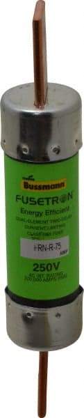 Cooper Bussmann - 250 VAC, 75 Amp, Time Delay General Purpose Fuse - Bolt-on Mount, 5-7/8" OAL, 20 at DC, 200 (RMS) kA Rating, 1-1/16" Diam - Exact Tool & Supply