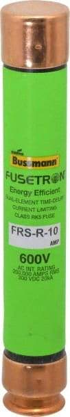 Cooper Bussmann - 300 VDC, 600 VAC, 10 Amp, Time Delay General Purpose Fuse - Fuse Holder Mount, 127mm OAL, 20 at DC, 200 (RMS) kA Rating, 13/16" Diam - Exact Tool & Supply