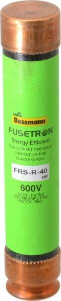 Cooper Bussmann - 250 VDC, 600 VAC, 40 Amp, Time Delay General Purpose Fuse - Fuse Holder Mount, 5-1/2" OAL, 20 at DC, 200 (RMS) kA Rating, 1-1/16" Diam - Exact Tool & Supply
