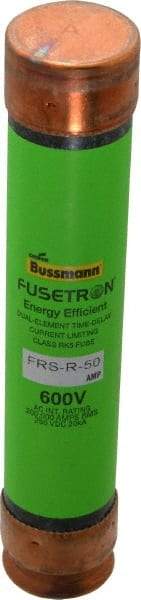 Cooper Bussmann - 250 VDC, 600 VAC, 50 Amp, Time Delay General Purpose Fuse - Fuse Holder Mount, 5-1/2" OAL, 20 at DC, 200 (RMS) kA Rating, 1-1/16" Diam - Exact Tool & Supply