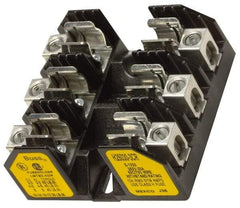 Cooper Bussmann - 3 Pole, 8 to 1/0 AWG, 250 VAC/VDC, 100 Amp, Screw Mount Fuse Block - 7.36 Inch Long x 4.94 Inch Wide x 2.06 Inch High Block - Exact Tool & Supply