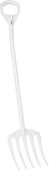 Vikan - Fork with 38" D-Grip Handle - 5 Tines, 10-1/2" Tine Length - Exact Tool & Supply
