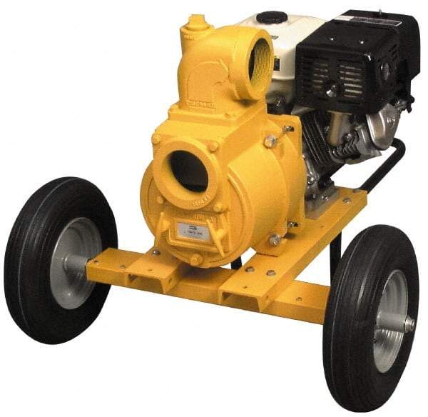 American Machine & Tool - 13.0 HP, 3,600 RPM, 4 Port Size, 2 Solids Handling, Honda OHV, Self Priming Engine Pump - Aluminum, 6.9 Quart Tank Size, Buna-N and Silicon Carbide Shaft Seal, Stainless Steel Shaft Sleeve - Exact Tool & Supply