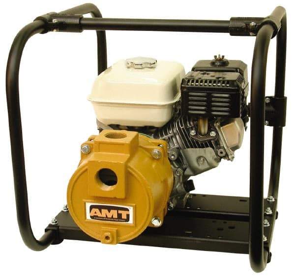 American Machine & Tool - 5.5 HP, 3,600 RPM, 1-1/2 Port Size, Honda, Self Priming Engine Pump - Cast Iron, 3 Quart Tank Size, Buna-N Shaft Seal, Stainless Steel Shaft Sleeve - Exact Tool & Supply
