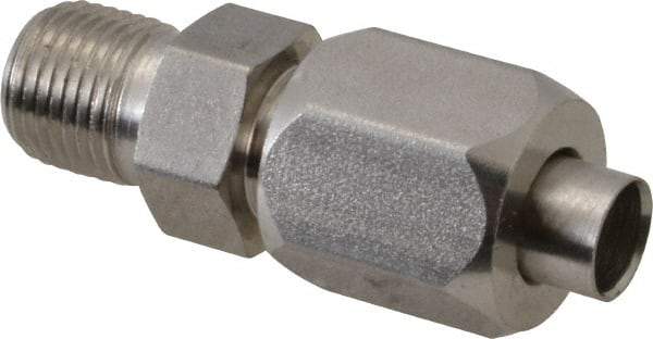 Made in USA - 1-1/4" Tube OD, 37° Stainless Steel Flared Tube Male Connector - 1-1/4-11-1/2 NPTF, Flare x MNPTF Ends - Exact Tool & Supply