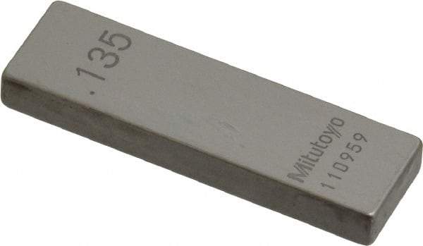 Mitutoyo - 0.135" Rectangular Steel Gage Block - Accuracy Grade AS-1, Includes Certificate of Inspection - Exact Tool & Supply