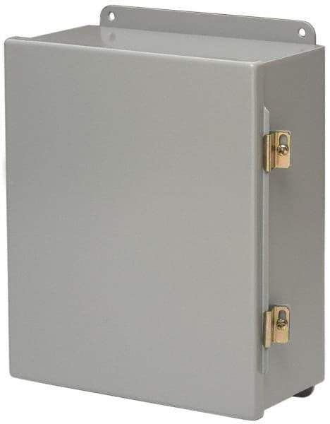 Cooper B-Line - Steel Standard Enclosure Hinge Flat Cover - NEMA 12, 13, 12" Wide x 14" High x 8" Deep, Dirt-tight & Dust-tight - Exact Tool & Supply