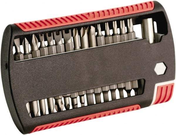 Wiha - 31 Piece, 1/4" Drive Screwdriver Bit Set - #1 to #2 Phillips, 5/64 to 1/4" Hex, T8 to T25 Torx, #1 & #2 Pozidriv - Exact Tool & Supply