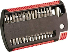 Wiha - 31 Piece, 1/4" Drive Screwdriver Bit Set - #1 to #2 Phillips, 5/64 to 1/4" Hex, T8 to T25 Torx, #1 & #2 Pozidriv - Exact Tool & Supply