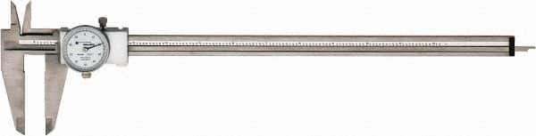 TESA Brown & Sharpe - 0" to 12" Range, 0.001" Graduation, 0.1" per Revolution, Dial Caliper - White Face, 2.5" Jaw Length, Accurate to 0.02mm/0.03mm - Exact Tool & Supply