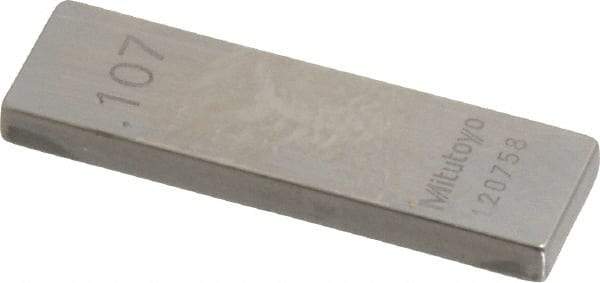 Mitutoyo - 0.107" Rectangular Steel Gage Block - Accuracy Grade 0, Includes Certificate of Inspection - Exact Tool & Supply