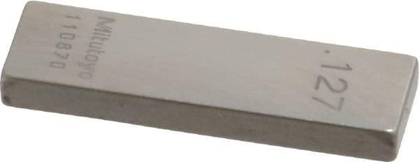 Mitutoyo - 0.127" Rectangular Steel Gage Block - Accuracy Grade 0, Includes Certificate of Inspection - Exact Tool & Supply