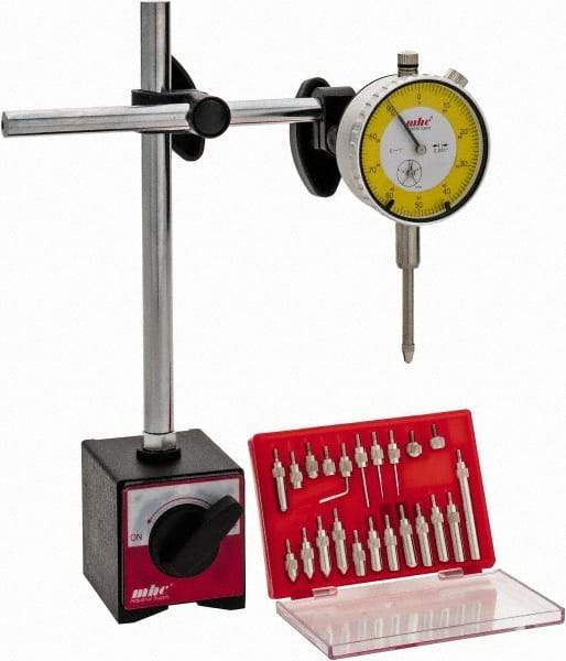 Value Collection - 0.001" Graduation, Indicator & Base Kit - 0.001 Inch Graduation, Includes Indicator, Magnetic Base, Point Set - Exact Tool & Supply